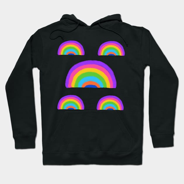 Rainbow on blue background Hoodie by MarcyBrennanArt